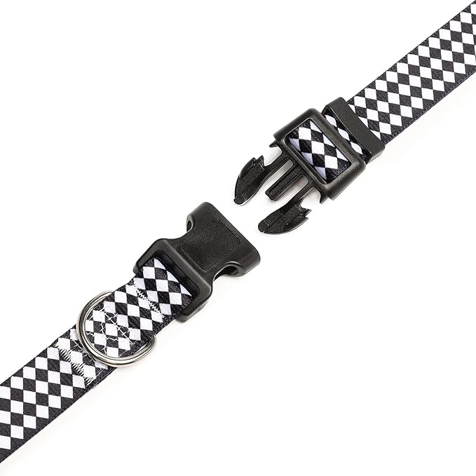 Mercano Adjustable Dog Collar - Special Design Patterns, Soft Nylon Comfortable Durable Pet Collar for Small Medium Large Dogs (M, Rhomb)