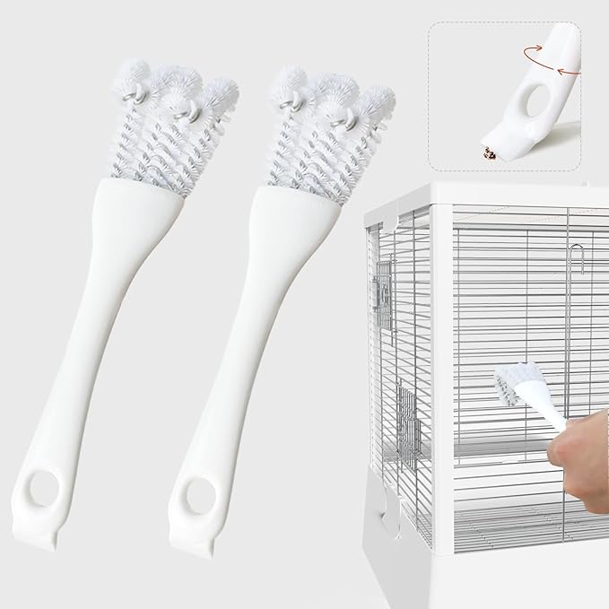 Bird Cage Cleaner with Long Handle & Shovel – Easy Bird Droppings Removal Brush for Parrot & Pet Cages & Bird Perch – Durable Cage Cleaning Tool & Accessory (2)