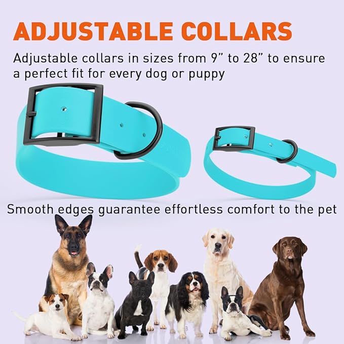 Dogline Biothane Waterproof Dog Collar Strong Coated Nylon Webbing with Black Hardware Odor- Proof for Easy Care Easy to Clean High Performance Fits Small Medium or Large Dogs, Sky Blue