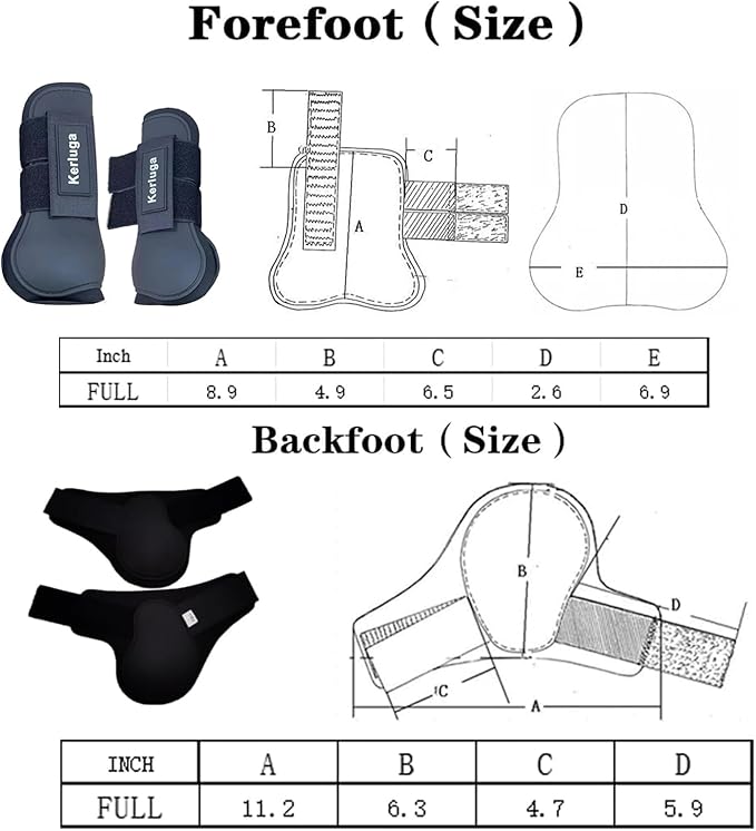 Horse Boots Set of 4 Open Front & Fetlock Tendon Boot for Horses Professional Sport Protection Impact-Absorbing Equine Leg Support Wraps for Jumping, Riding, Training (Black, Full)