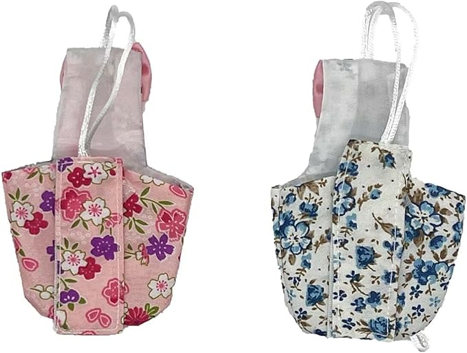 2 PCS Bird Diapers Pink&Blue Pattern Washable Reusable Parrots Nappy for Budgie Parakeet Cockatiel