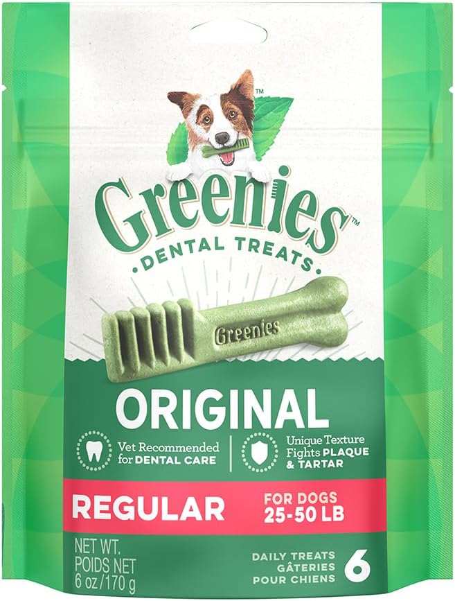 Greenies Original Regular Dental Dog Treats, 6 oz. Pack (6 Treats)