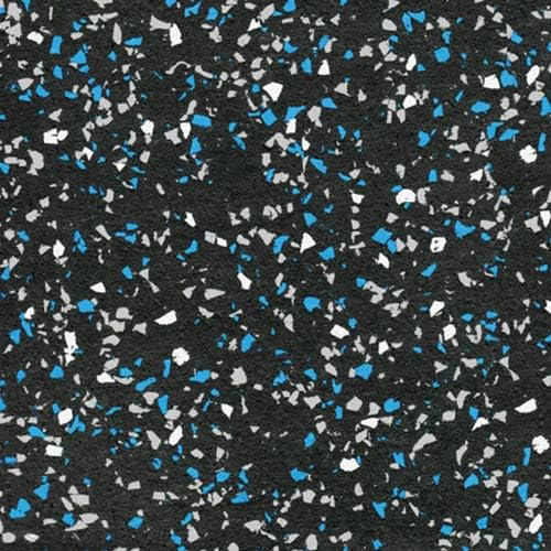 American Extreme Rubber Gym Mats - 1 Inc Thick Colorful Mats - Sound & Shock Absorbing - Blue/Grey/White 4-Mat Pack (Covers 16 Sq Ft)