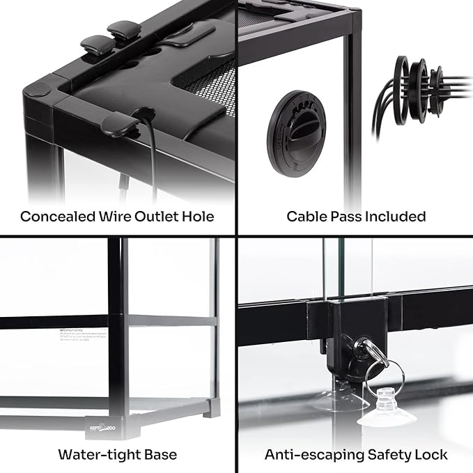 REPTIZOO 88 Gallon Large Reptile Terrarium 48" x 18" x 24" Knock-Down Glass Reptile Tank with Double Hinge Door & Screen Ventilation, Supporting Used as 2 Separate Habitats Easy Assembly