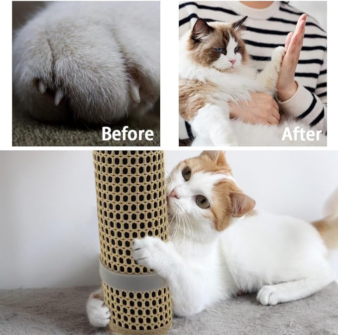 Cat Nail File Scratcher Wrapped Around a Scratching Post, Scratch Pad with 80 Aluminum Oxide Grit, Helps Trim Cat's Nails