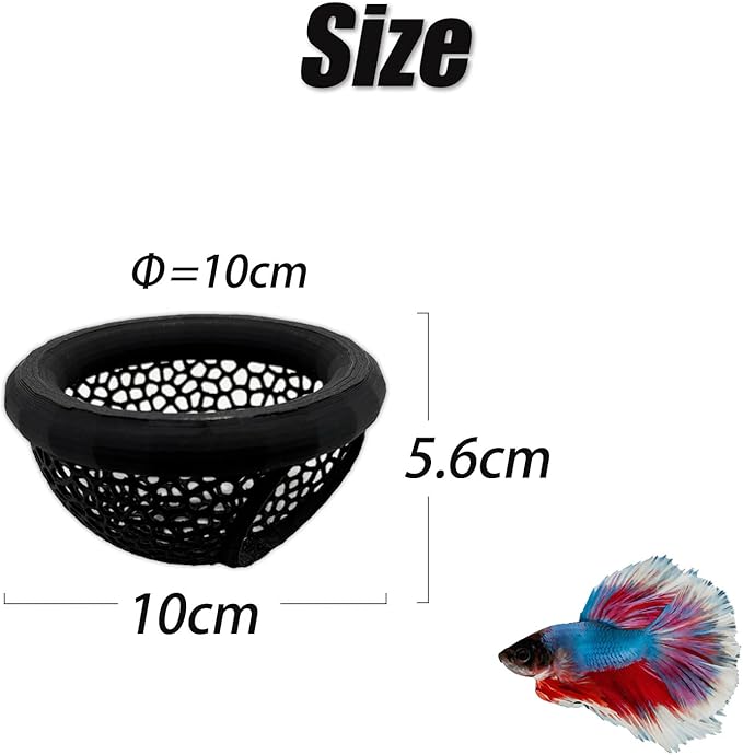 Aquarium Floating Betta Fish Skins, Betta or Shrimp Feeder, Cave and Hammock, Small Fish Feeding Rings, Aquarium Hiding Feeding Decorative Accessories (Black)