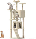 77'' Cat Tree Tower for Indoor Cats Large Adult, Cute/Tall Modern Cat Tree for Big Cats 20 lbs, Plush Multi-Level Cat Condo with Scratching Posts, Dangling Ball for Fun Play (Beige, 77 inch)