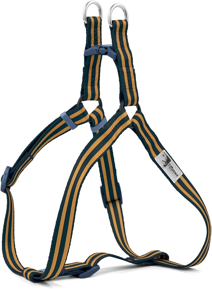 Stripe Step in Dog Harness for Small Dogs, Freedom Nylon Dog Halter Vests, Lightweight and Escape Proof Puppy Harness, Quick Fits for Small Medium and Large Dogs, Blue XS