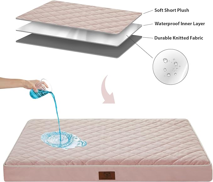 WNPETHOME Orthopedic XXL Dog Beds Large Sized Dog, Waterproof Extra Large Dogs Bed with Removable Washable Cover, Multi-Needle Quilting Dogs Crate Bed