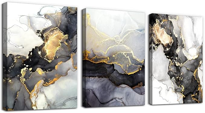 Boho Wall Decor - Abstract Ink Paintings, Framed Wall Art for Living Room, Bedroom & Office - 20" X 28" - 3 Piece Set
