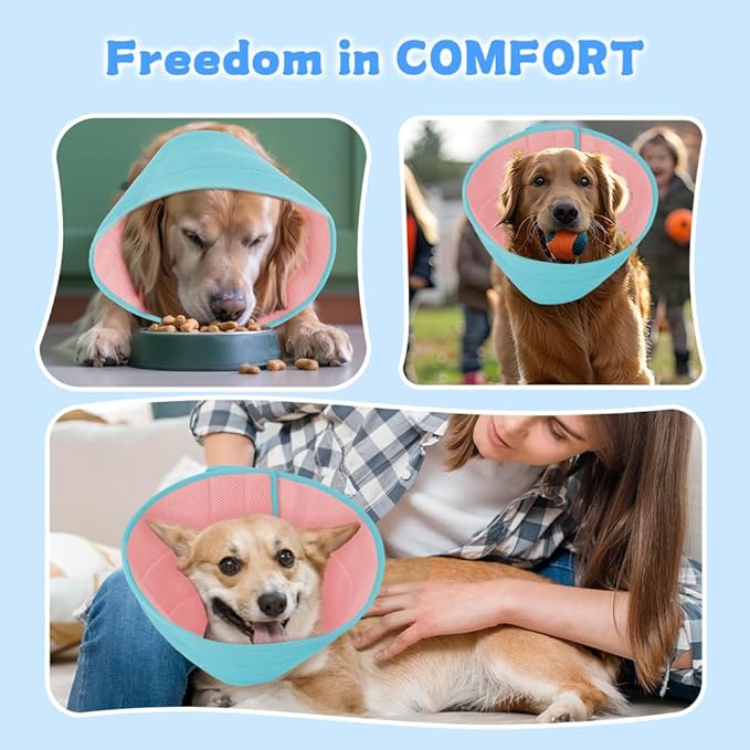 Dog Cone Soft Recovery Collars & Cones After Surgery for Medium Large Dogs, Comfy Ecollars to Stop Licking, Adjustable, Dog Ecollars for Recovery Fabric: Soft Comfort, Ecollars of Shame Alternatives