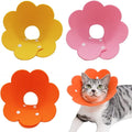 3-Piece Cat Recovery Collar Set - Sunflower Neck Cat Cone Anti-Licking Collars to Prevent Biting & Scratching (Pink, Orange, Yellow, S)