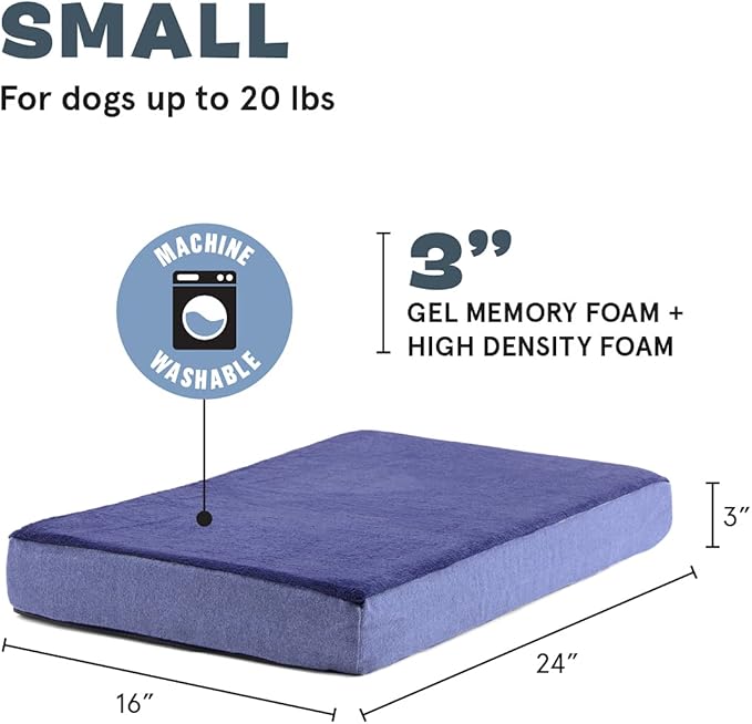 Barkbox Orthopedic Dog Bed | Comfortable Memory Foam Mattress for Joint Relief | Head and Neck Support Waterproof with Non Skid Bottom | Calming Durable Bed with Washable Cover | Small, Navy