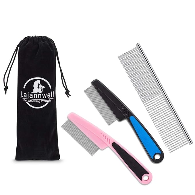 Cat Combs,Pet Comb Laiannwell Professional Grooming Comb for Dog/Cat/Small Pets(3 Packs)