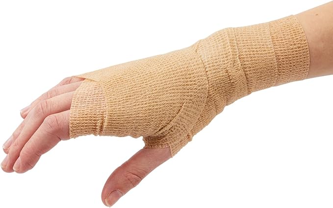 12-Rolls Self Adherent Bandage Wrap, Vet Tape - 3 in x 5 Yds Breathable, Elastic Cohesive Wrap Tape for Wrist, Swelling, Sports, Tattoo (Tan)