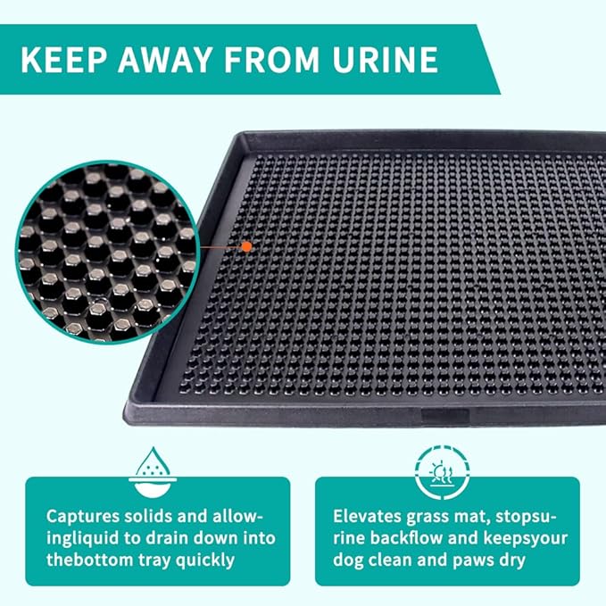 Dog Grass Pad with Tray 30"X20" - Portable Artificial Turf Potty Training Pee Mat for Large or Medium Dogs, Indoor/Outdoor Dog Litter Box for Balcony/Patio, Washable Reusable Fake Grass