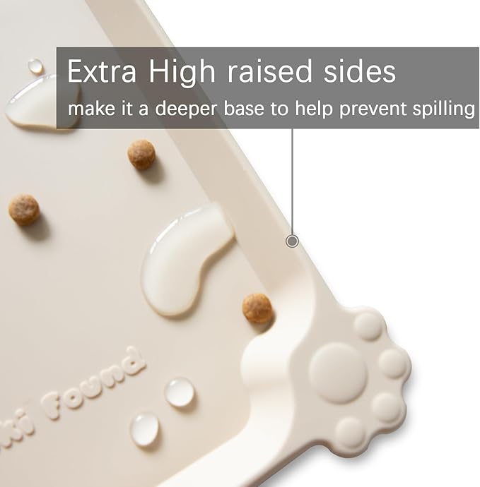 Hoki Found XX-Large Silicone Pet Food Mats - Non Slip Cat Dog Bowl Placemats - Waterproof Feeding Mats - Suitable for Carpet - Papayawhip