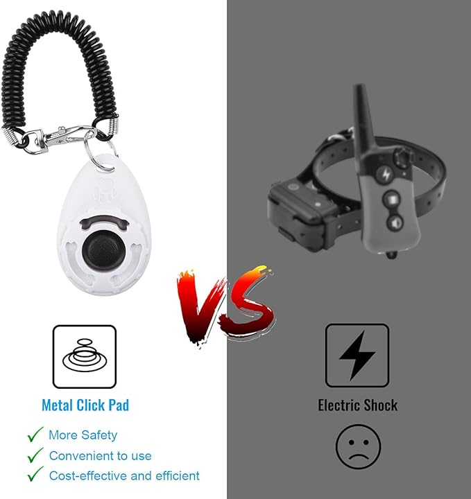 Dog Clicker for Training, 2 Pack Dog Training Clicker, Clicker Dog Training with Wrist Strap, Pet Training Clicker, Perfect for Dog Cat Puppies Behavioral Training (Blue and White)