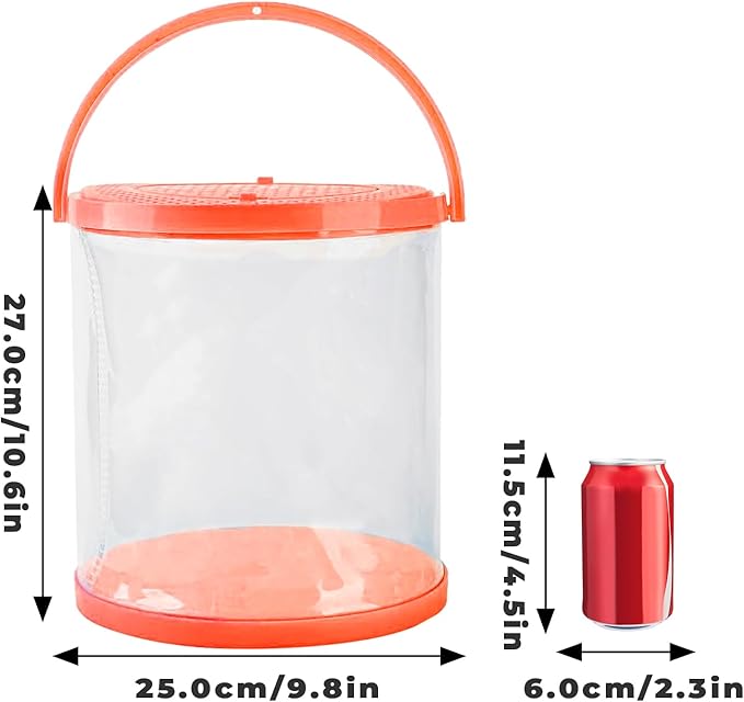 Foldable Small Aquarium, Portable Fish Tank, Fish Transport Container, Plasitc Fish Bowl, Beginner Tank, Great Concept for Catching and Release Critters, Beach, Pool and Lake (Red, Large)