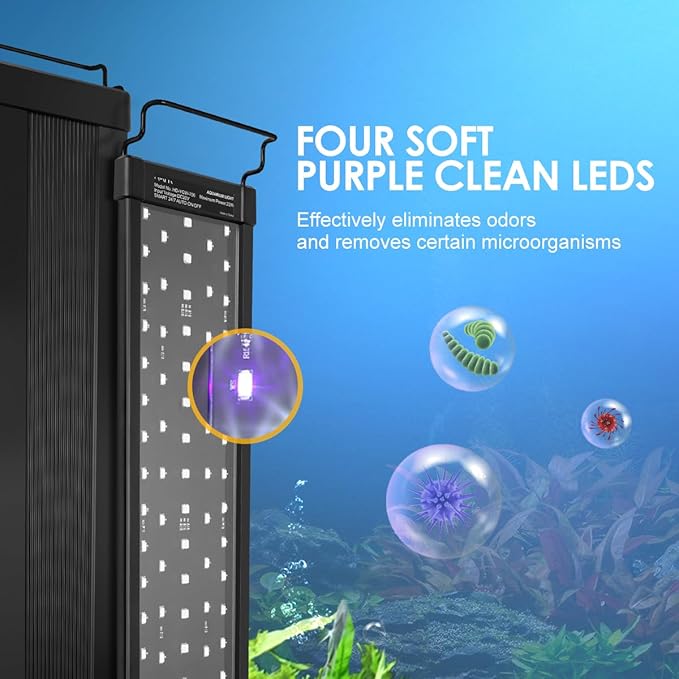 Aquarium Light,14W 24/7 Natural Mode,9 Light Modes(Water Grass Mode & 7 Colors & Cycle),Adjustable Timer and 7 Color Brightness - with Expandable Mounting Bracket for 12~18IN Fish Tank