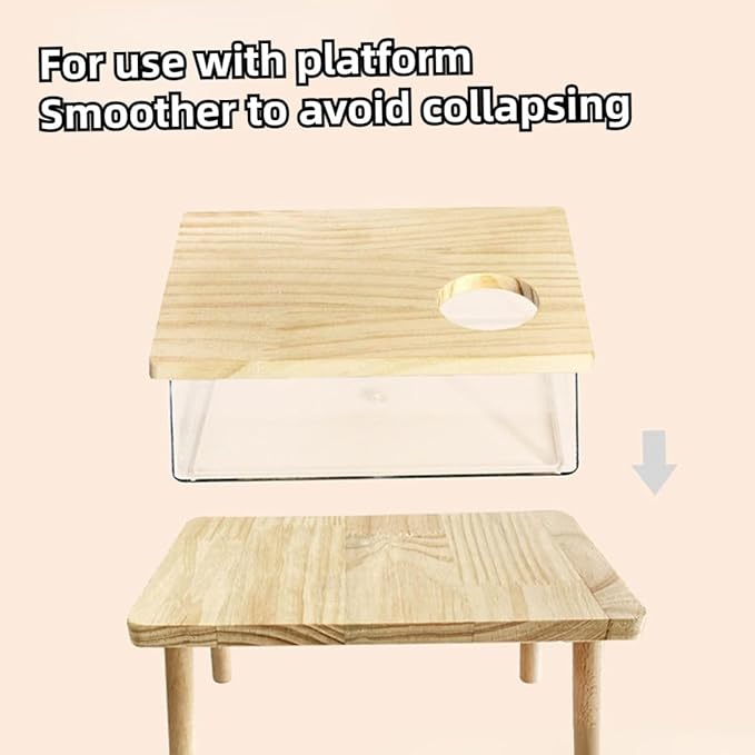 Hamster Sand Bath Box Container, Small Pet Sandbox Lid Design Take Bath Wooden Sandbox Dust Bath, Transparent Bathroom & Digging Box Acrylic Syrian Hamster Litter Box Small Animal Accessories (C)