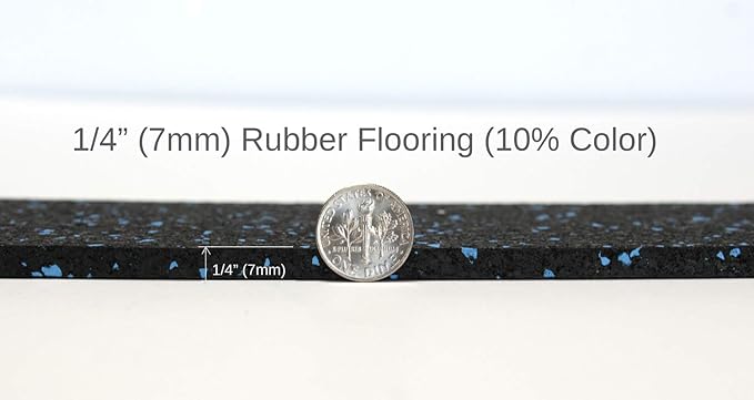 American Floor Mats 1/4in (7mm) Thick 10% Grey 4' x 8' Heavy Duty Rubber Rolls, Protective Exercise Mats, Home Gym Rubber Flooring