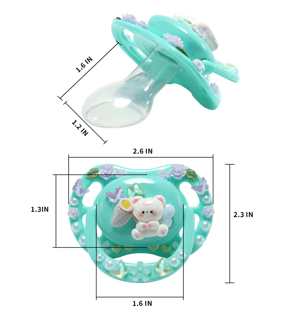 CutiePlusU Large Size Pacifier DIY Handmade Big Shield- White