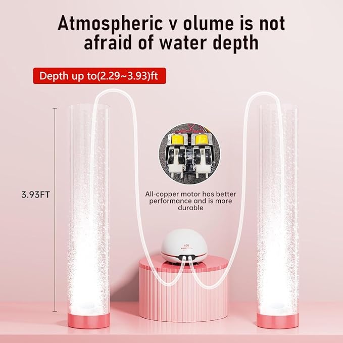 5w Ultra Quiet Aquarium Air Pump, Aquarium Aerator Adjustable Airflow, Single Hole Suitable for 100 to 160 GPH Fish Tank