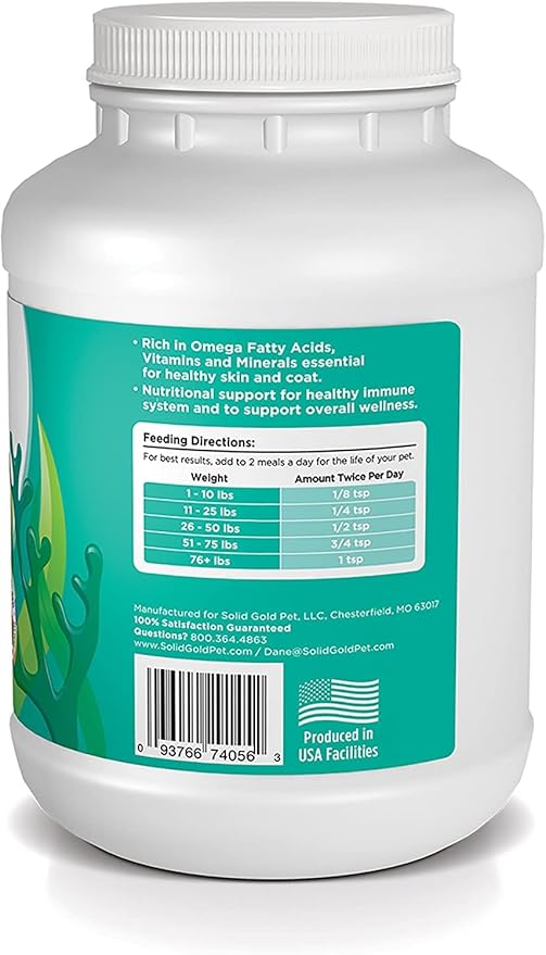 Solid Gold Cat & Dog Multivitamin Powder - Kelp Powder, Omega 3 & Vitamins for Dental, Digestive, Immune, Skin & Coat Health - Multi Vitamin for Dogs & Cats - Cat & Dog Food Additive Supplement - 5lb