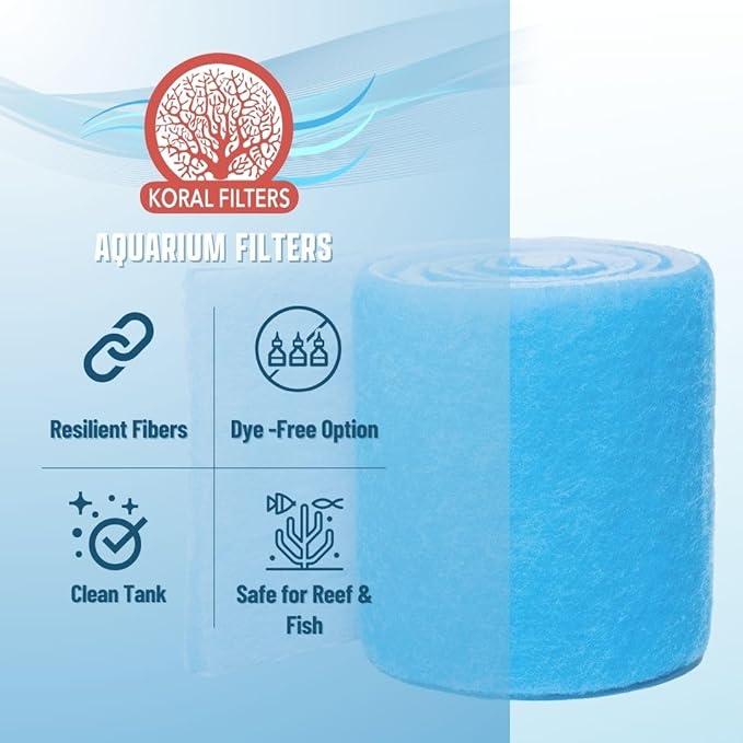 Premium Aquarium Filter Media Pad - Cut-to-Fit Roll, Fresh and Saltwater Safe, Blue & Dye-Free Options, Made in USA(Blue Bonded, 12"x96"(8 ft) by 0.75")