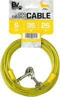 BV Dog Tie Out Cable 25 Feet - Heavy Duty Dog Lead Up to 35 Pounds - Reflective & Rust-Free with Quick Release Swivel Clips & 360° Rotating Clasp - Tangle-Free Dogs Runner for Yard (Yellow, Single)