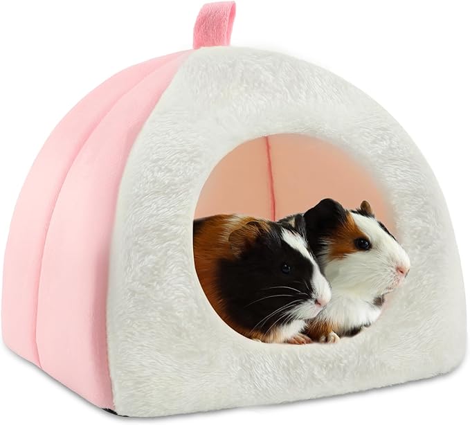 BWOGUE Guinea Pig House Bed Cozy Hamster Cave Large Hideout for Dwarf Rabbits Hedgehog Bearded Dragon Winter Nest Hamster Cage Accessories