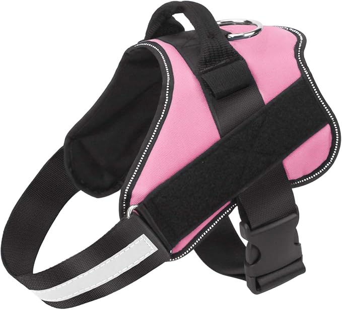 Bolux Dog Harness, No-Pull Reflective Dog Vest, Breathable Adjustable Pet Harness with Handle for Outdoor Walking - No More Pulling, Tugging or Choking (Pink, L)