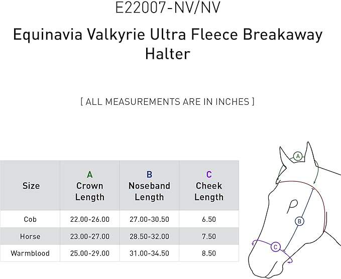 Equinavia Valkyrie Soft Ultra Fleece Padded Adjustable Breakaway Horse Halter - Navy/Navy - Cob