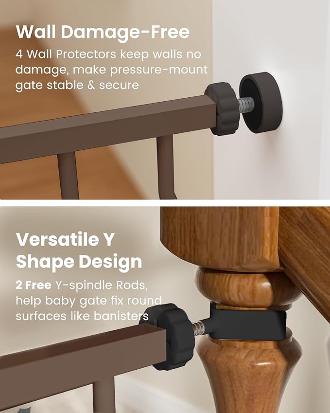 Mom's Choice-GROWNSY Baby Gate for Stairs, 29"-43" Pressure Mounted Pet Gate for Doorways-Auto Close Dog Gate for The House-Easy Installation & Walk Thru Wide Safety Gate