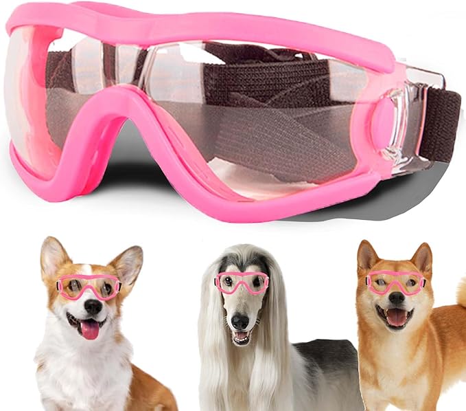 Medium Dog Sunglasses with Adjustable Strap UV Protection, Winproof Puppy Sunglasses, Suitable for Dogs Eyes Protection，Soft Dog Goggles