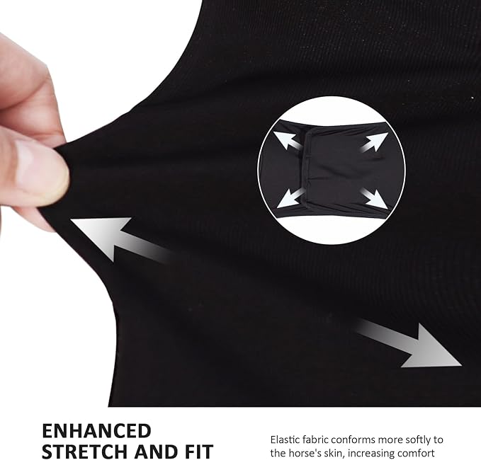 Horse Fly Mask Large Space Breathable UV Protection Equine Mask with Reflective Features on Ears Mars Black L