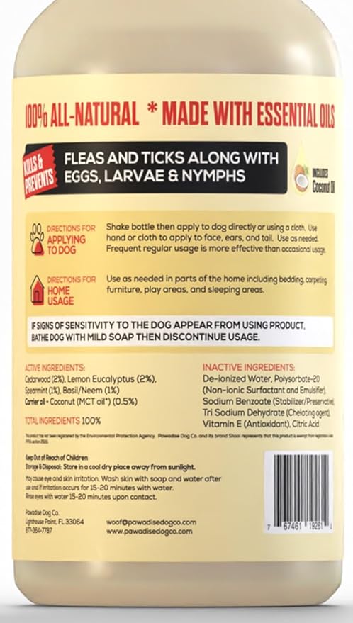 Shoo! Flea & Tick Spray for Dogs and Home | Plant Based, Natural Oils, Chemical Free Formula | Kills, Repels, Prevents | 16 oz (Morning Freshness)