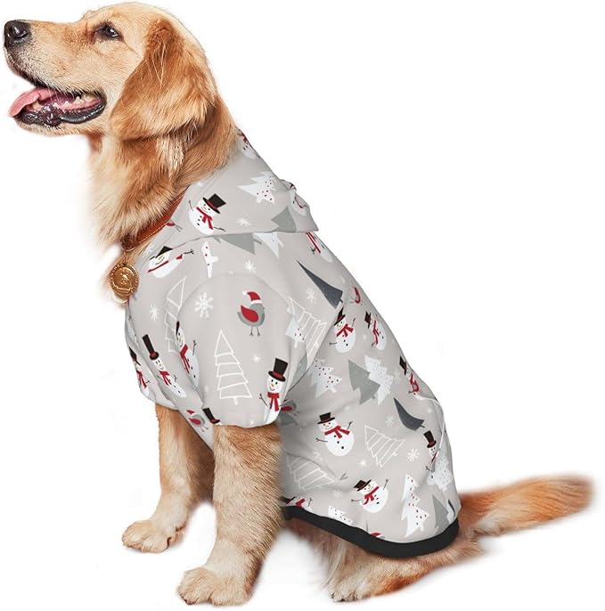 Christmas Gray Snowman Hoodie,Christmas Cosplay Dog Clothes with Pocket and Hat Winter Clothes Sweaters Medium