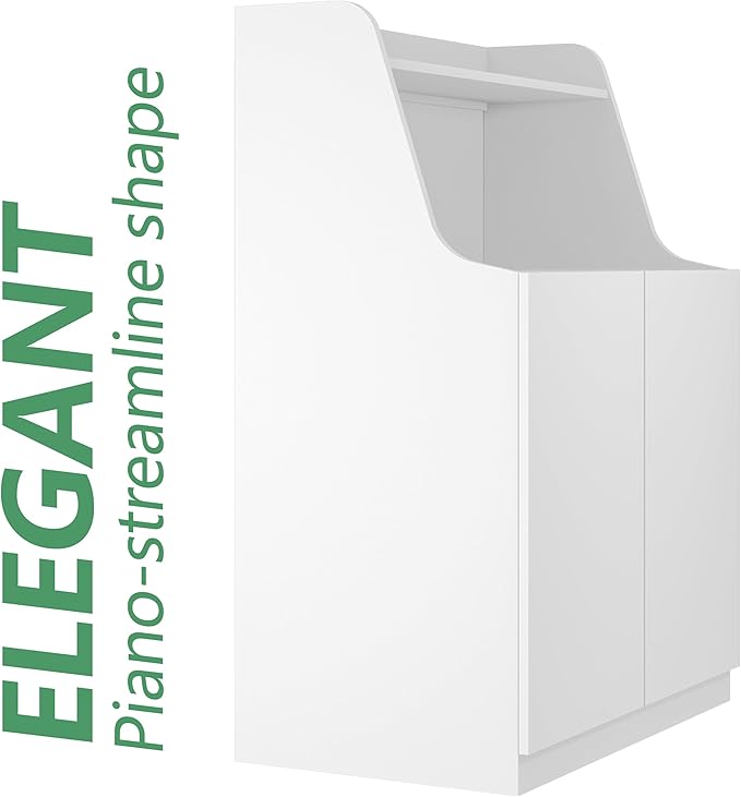 Large/Tall Litter Box Enclosure, Modern Wooden Litter Box Furniture for XL Litterbox with Open Shelf as Sideboard Cabinet (White)