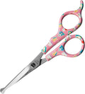 Kenchii Happy Kitty Ball Tip Shears Trimming Scissors for Cats | Pet Grooming Kitten Essentials | Stainless Steel Safety Blunt Tip Scissors | 5.5 In