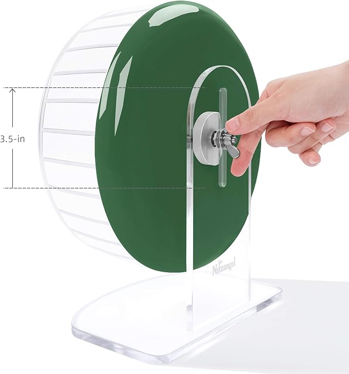 Niteangel Super-Silent Hamster Exercise Wheels: - Quiet Spinner Hamster Running Wheels with Adjustable Stand for Hamsters Gerbils Mice Or Other Small Animals (M, Dark Green)