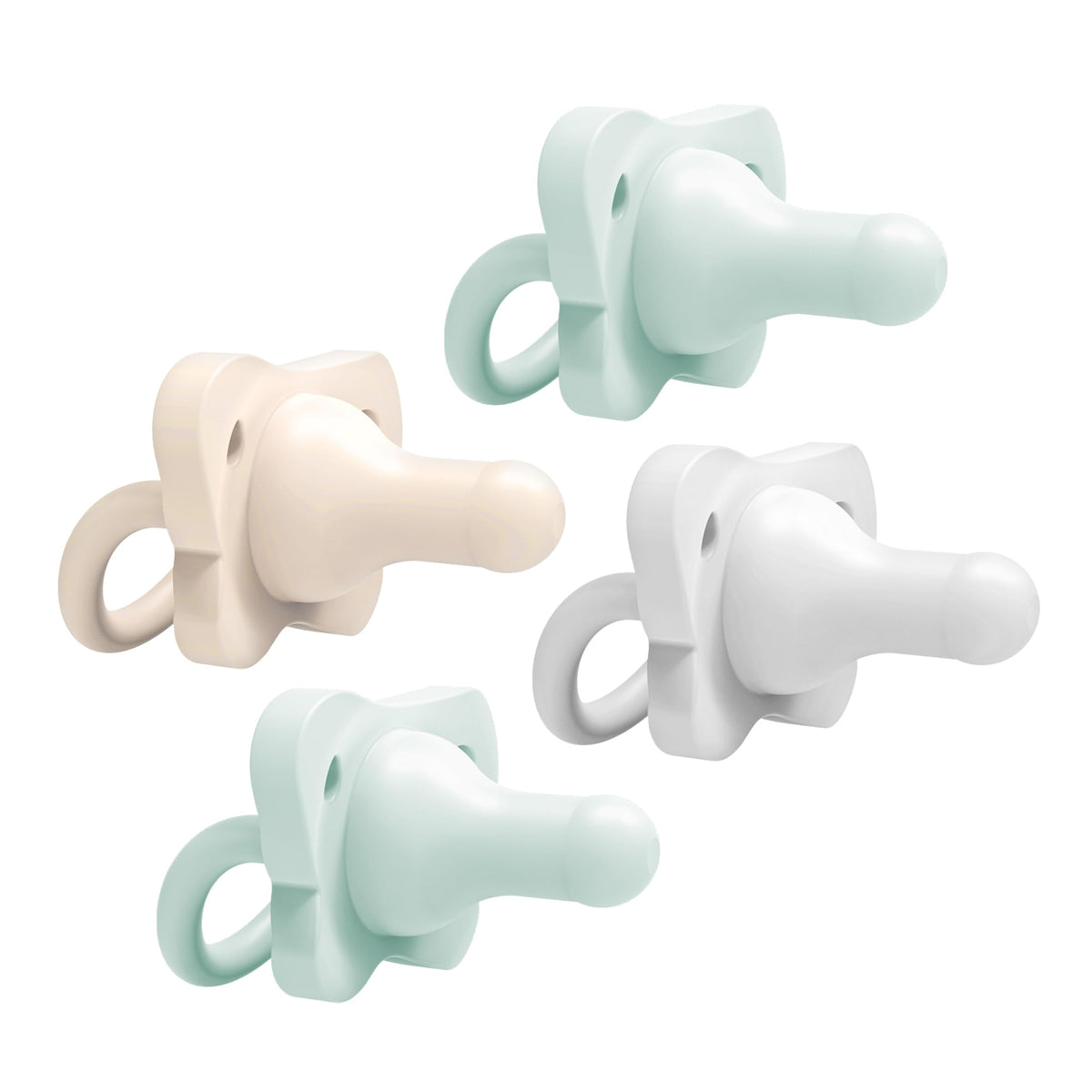 Dr. Brown's HappyPaci 100% Silicone Baby Pacifier, Contoured One-Piece Design, Light Pink/Pink/White, 0-6m, BPA-Free, 4-Pack