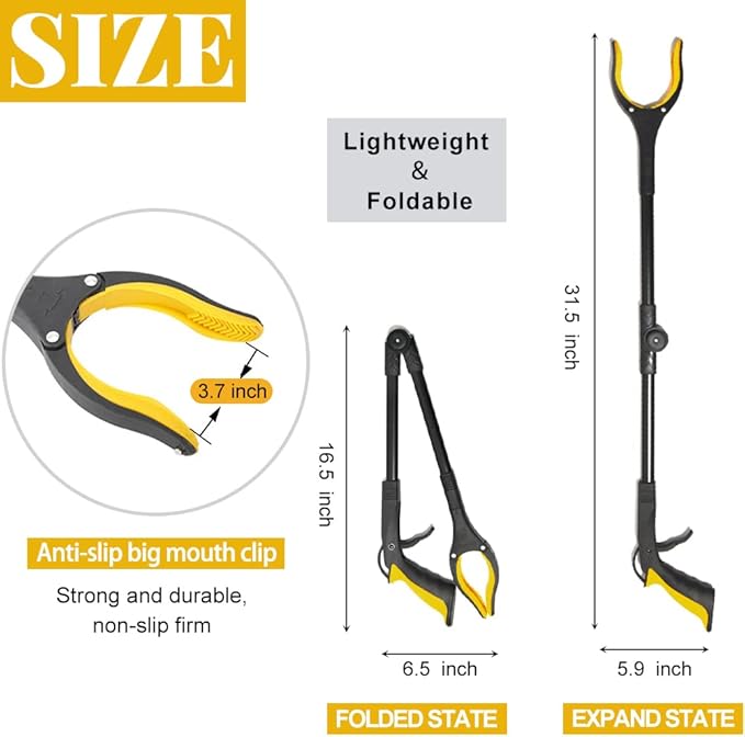 Fish Tank Accessories - 31" Aquarium Tweezers Grabber for Aquarium Landscaping Decoration Grab and Place Garbage Cleanup Foldable Gripper Multi-Function Mobility Aid Reaching Assist Tool(Yellow)