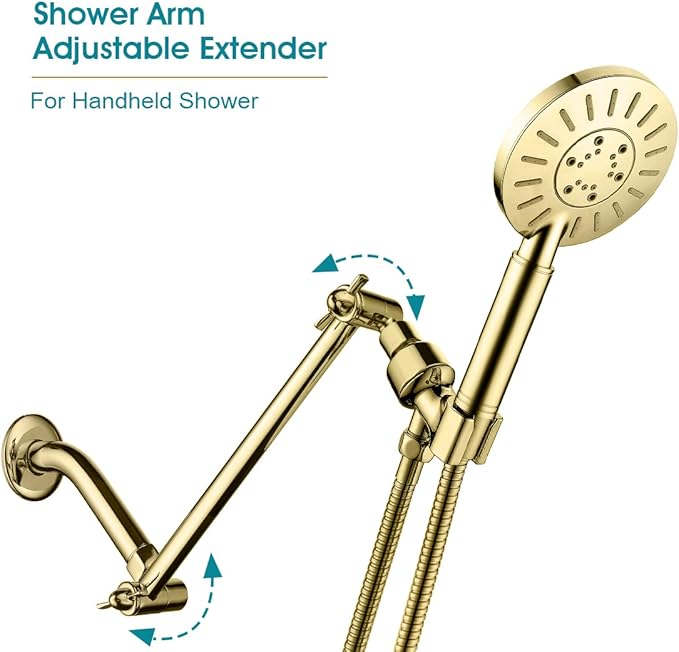 10 Inch Brass Shower Head Extension Arm, Height & Angle Adjustable