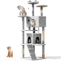 70'' Cat tree Tower for Indoor Cats Large Adult,Cute/Tall Modern Cat Tree for Big Cats 20 lbs,Plush Multi-Level Cat Condo with Scratching Posts,Dangling Ball for fun play(Light Gray, 70 inch)