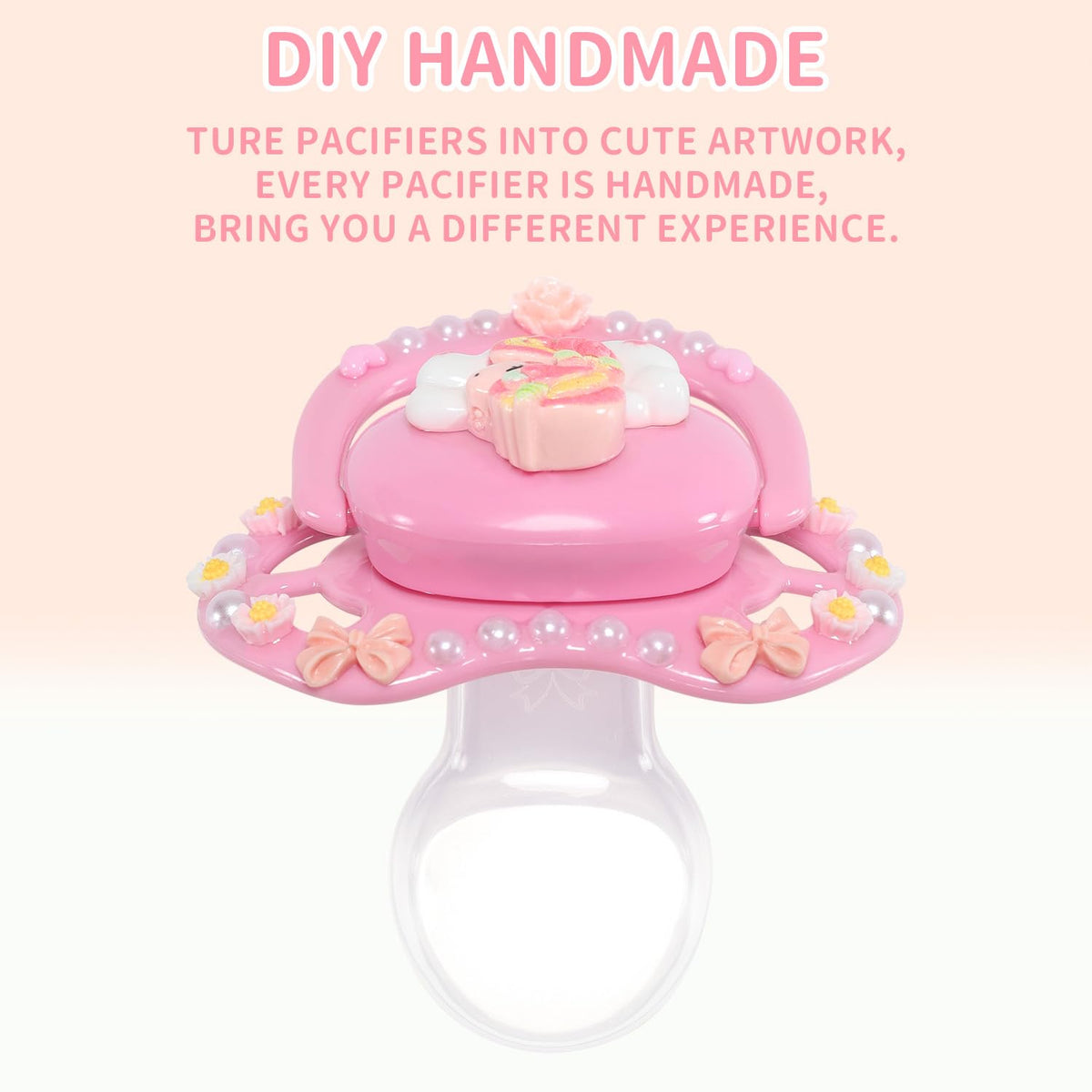 CutiePlusU Large Size Pacifier DIY Handmade Big Shield- White