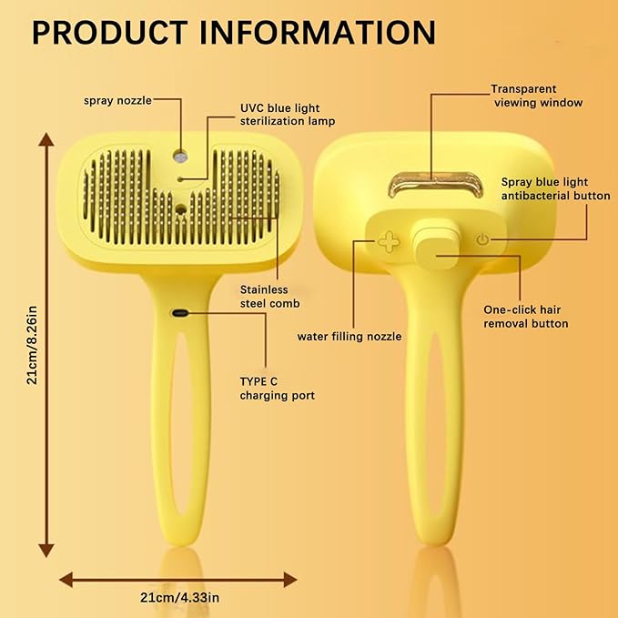 Pet Steam Brush Dog Four in One Multi-Purpose Cat Steam Brush Has Self-Cleaning Function Anti Static Massage Cleaning and Shedding Innovative Spray Function is Ideal for Cats and Dogs