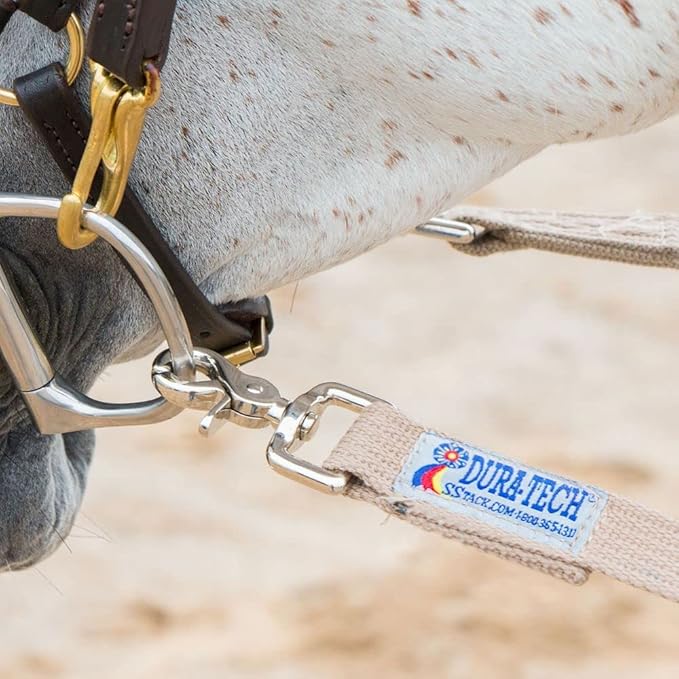 Dura-Tech Brown Cotton Web Long Lines | Ideal for Youngsters and Green Horses | for Beneficial Ground Training | Usable with Saddle or Surcingle | Heavy-Duty Cotton Web