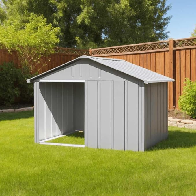 vidaXL Dog House - Durable Galvanized Steel Construction - Weatherproof Dog Kennel - Easy Access with Spacious Entrance - Ideal Outdoor Pet House - Gray